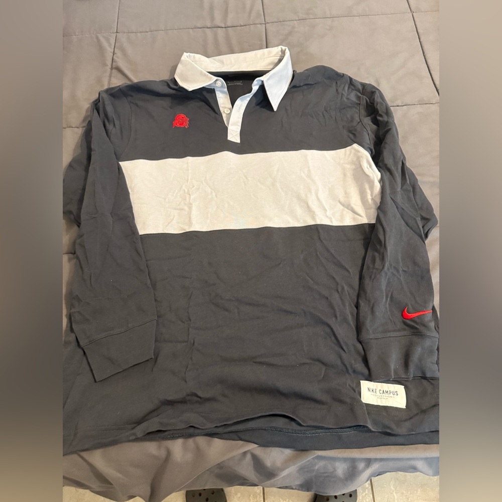 Ohio State Nike Black and Light Grey Long Sleeve Polo